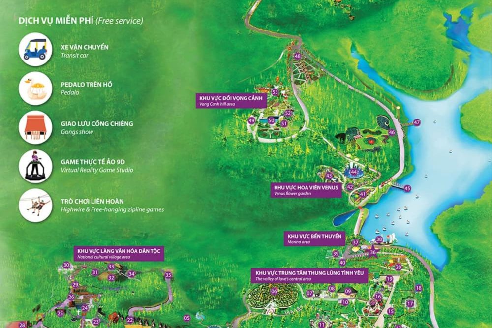 Bản đồ chi tiết tại Khu du lịch Thung lũng Tình yêu Đà Lạt